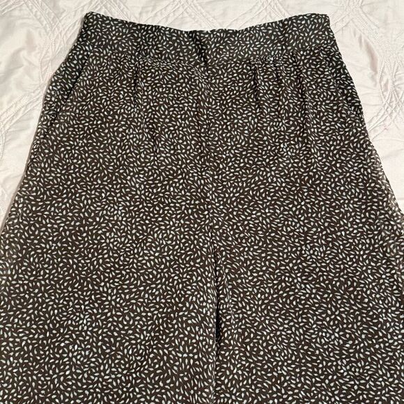H&M Wide Leg Chiffon Brown High Waisted Boho Pants 12 - Picture 2 of 7